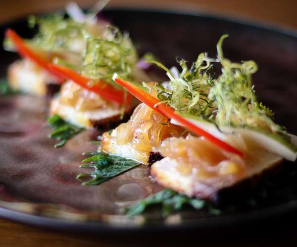 Carmelized onion appetizer on toast